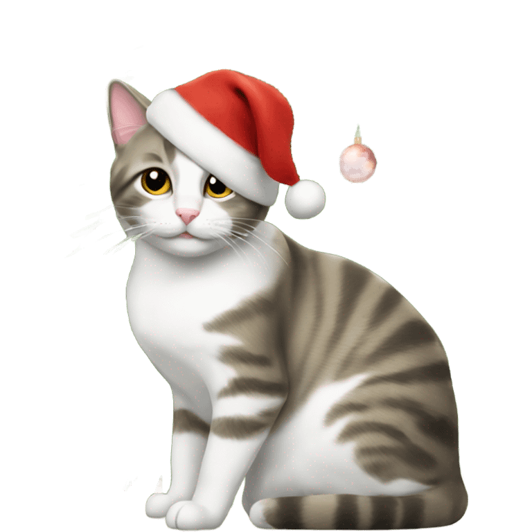 Cat with Christmas tree emoji