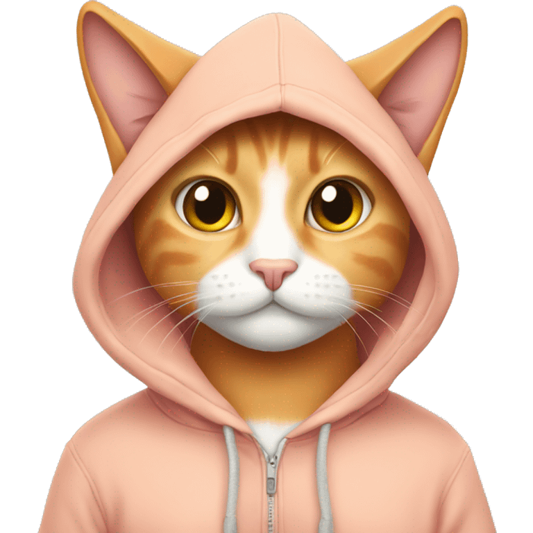 peach cat wearing hoodie emoji