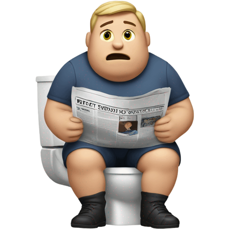 fat guy sitting on toilet reading newspaper emoji