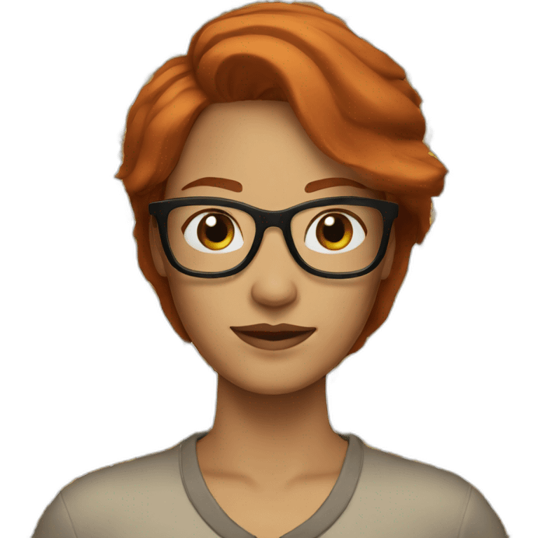 WOMAN WITH MIDDLE PART, AUBURN RED HAIR, BROWN GLASSES emoji