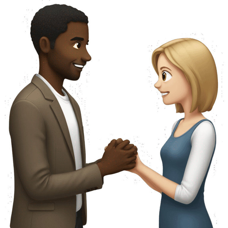 ABlack guy with medium short hair proposing to a white girl with brown hair   emoji