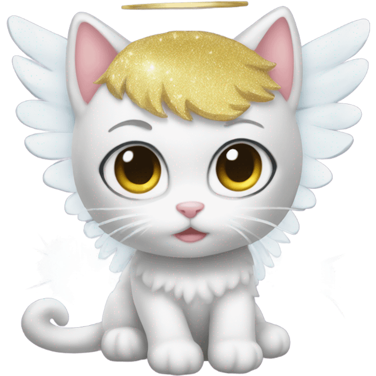 angel kitty with glitter emoji