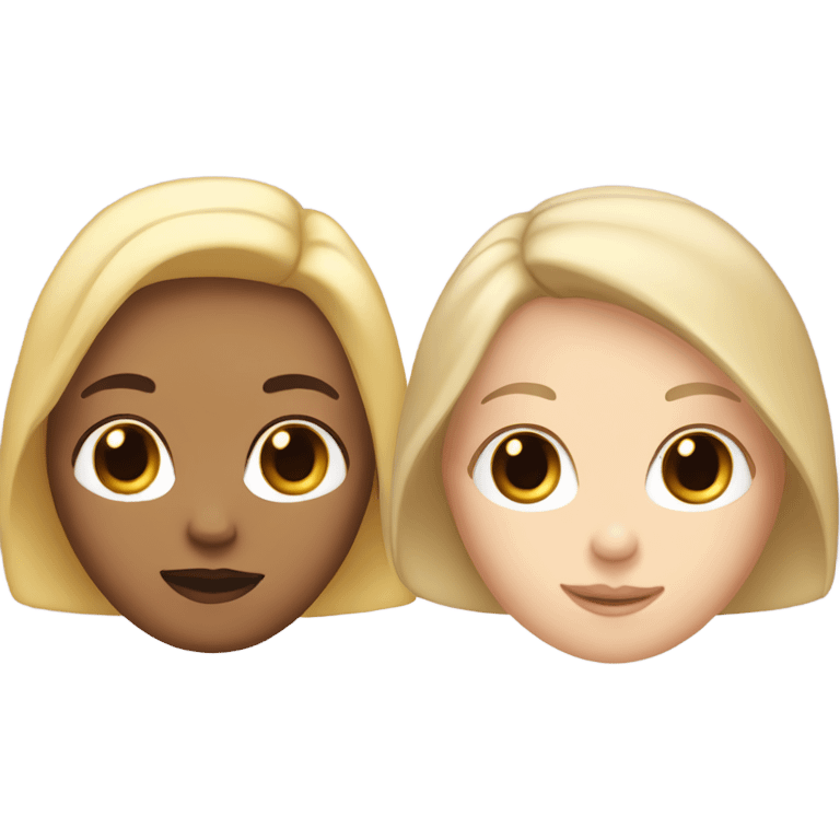 Two white girls one who has a blonde straight bob and the other who has black curly hair emoji