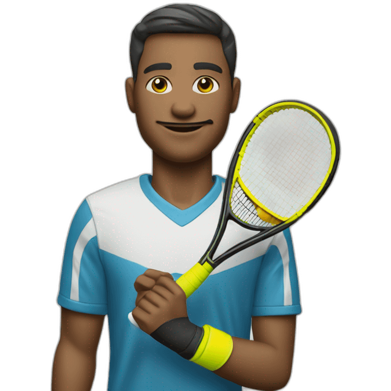 joueur de tennis avec une raquette et une ballle de tennis emoji