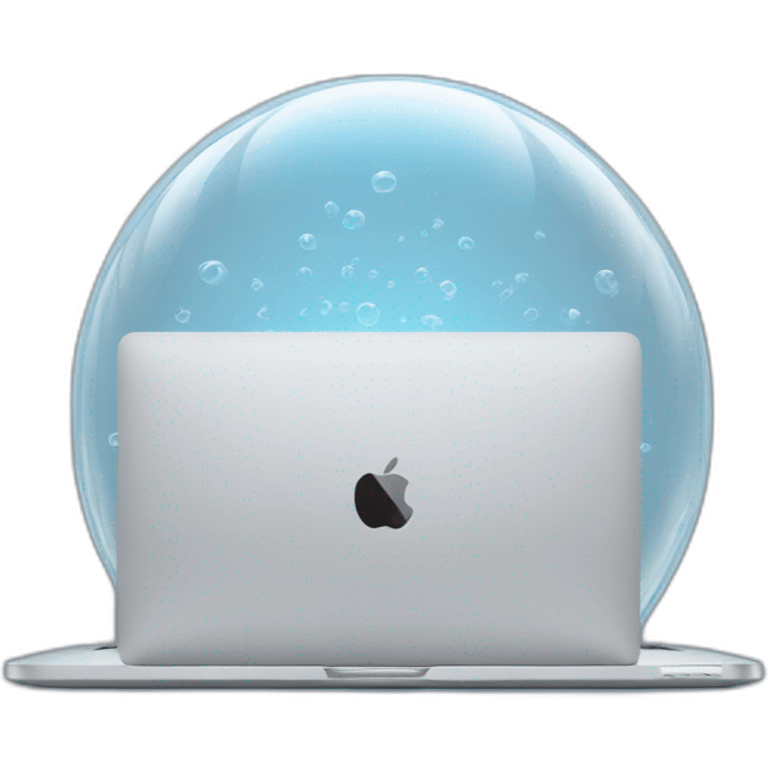 3d macbook inside a bubble emoji