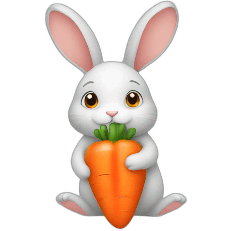 Rabbit cuddling a carrot emoji