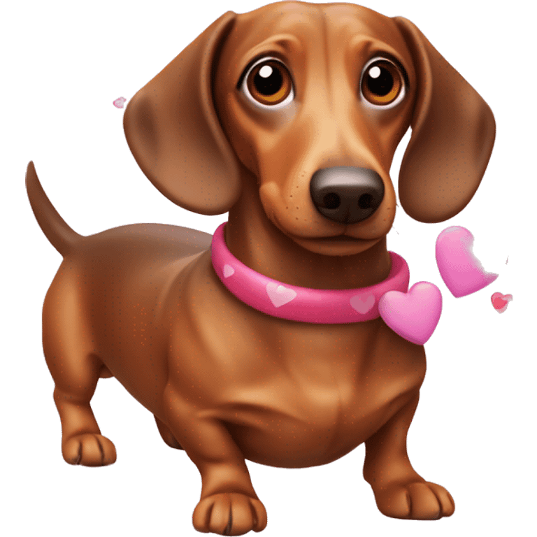 Weiner dog with hearts floating around head emoji