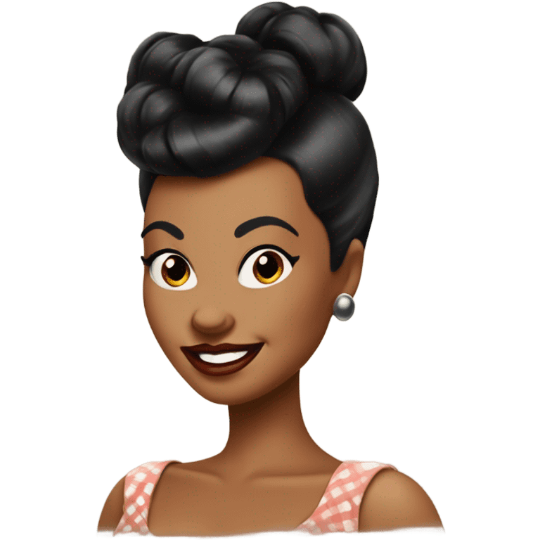 pin-up brown woman with black hair victory rolls style emoji