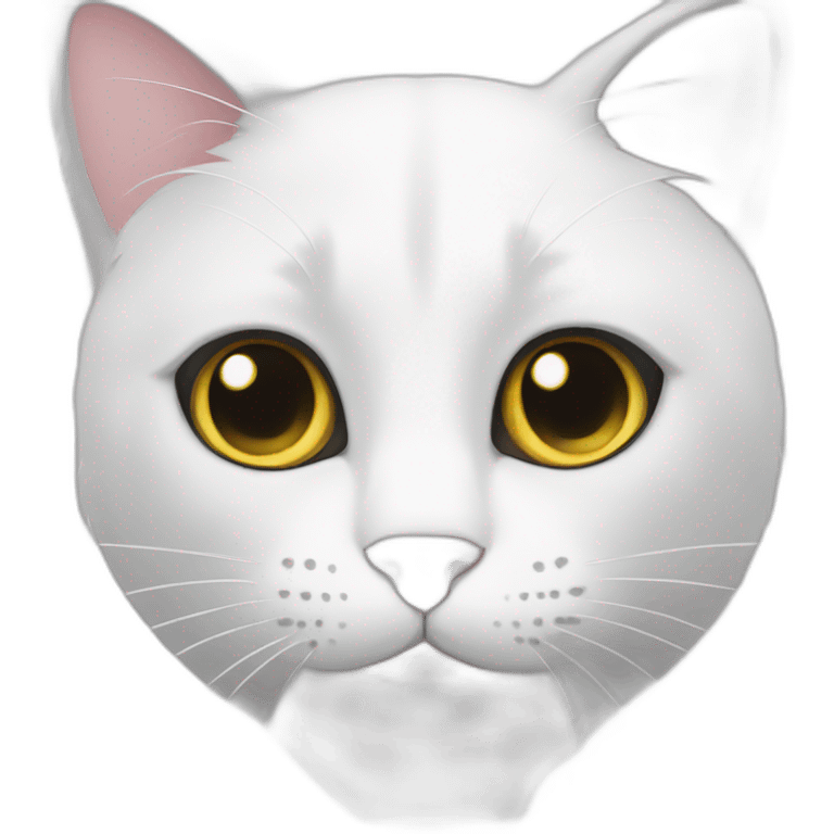 white cat with big two black dots emoji