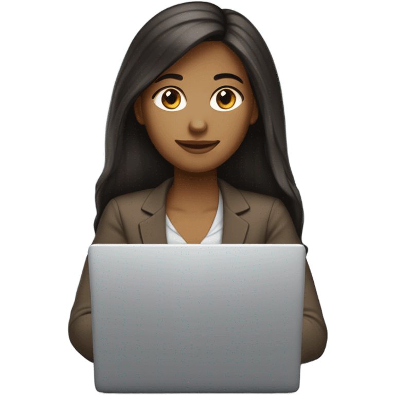 Medium hair straight light skin  Brown girl, computer science intern with a computer  emoji