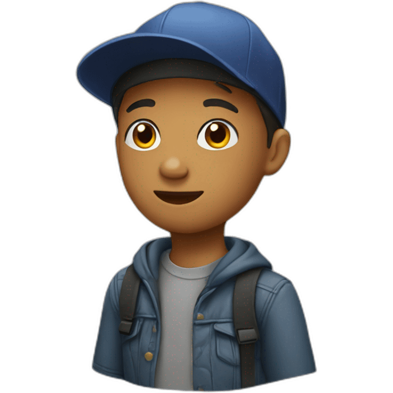 Teen with cap emoji