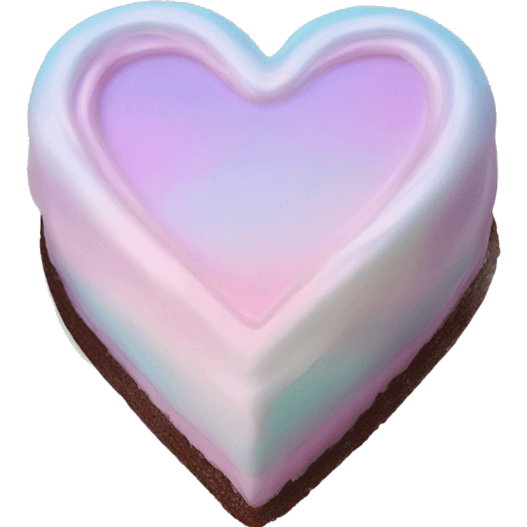 Iridescent heart shaped cake with icing emoji