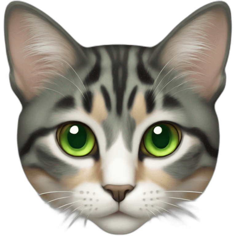 Tricolor cat with green eyes emoji