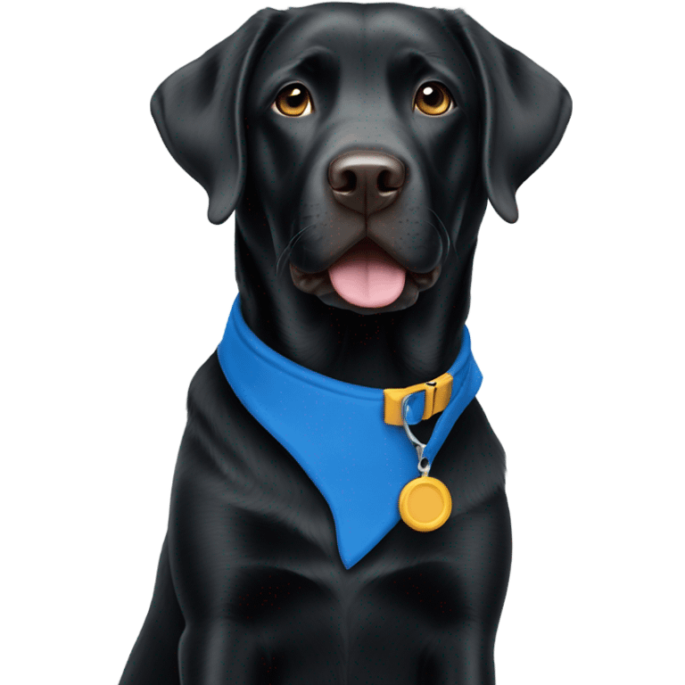 2 year old black Labrador with blue collar emoji