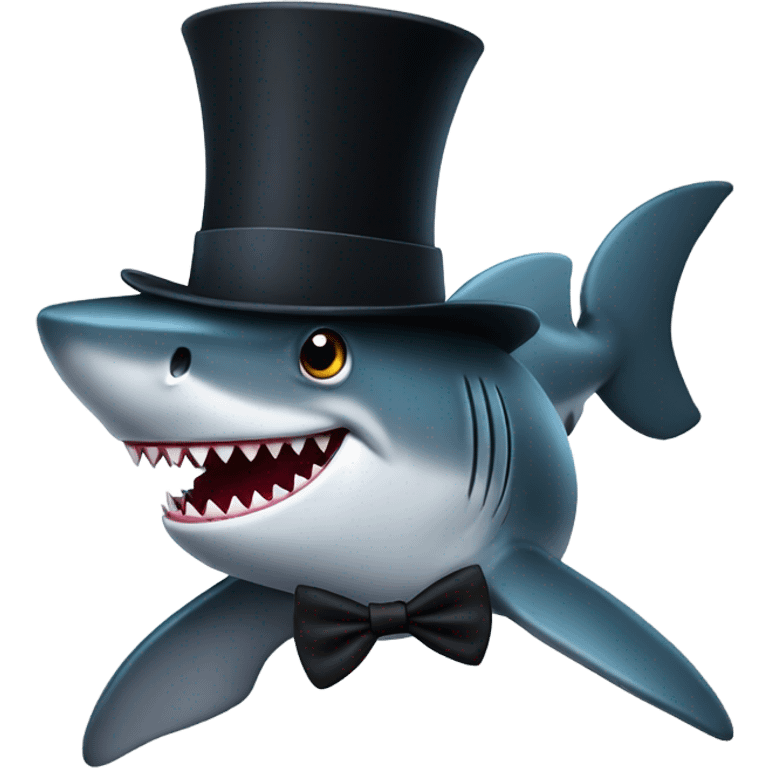 Shark with a top hat emoji