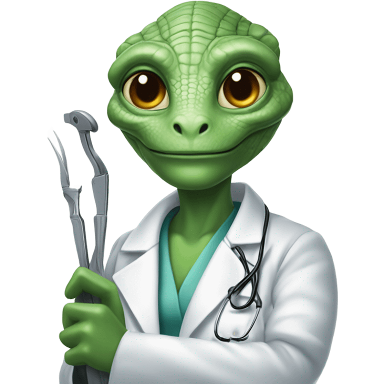 Reptilian alien woman, is a doctor emoji