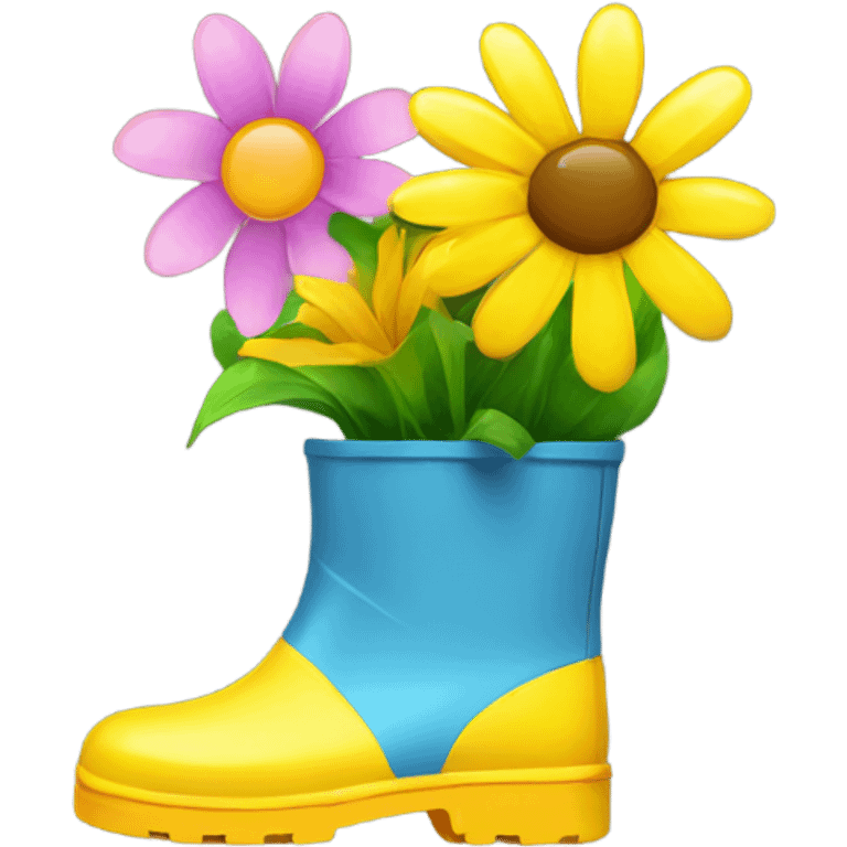 Flowers in yellow rain boot  emoji