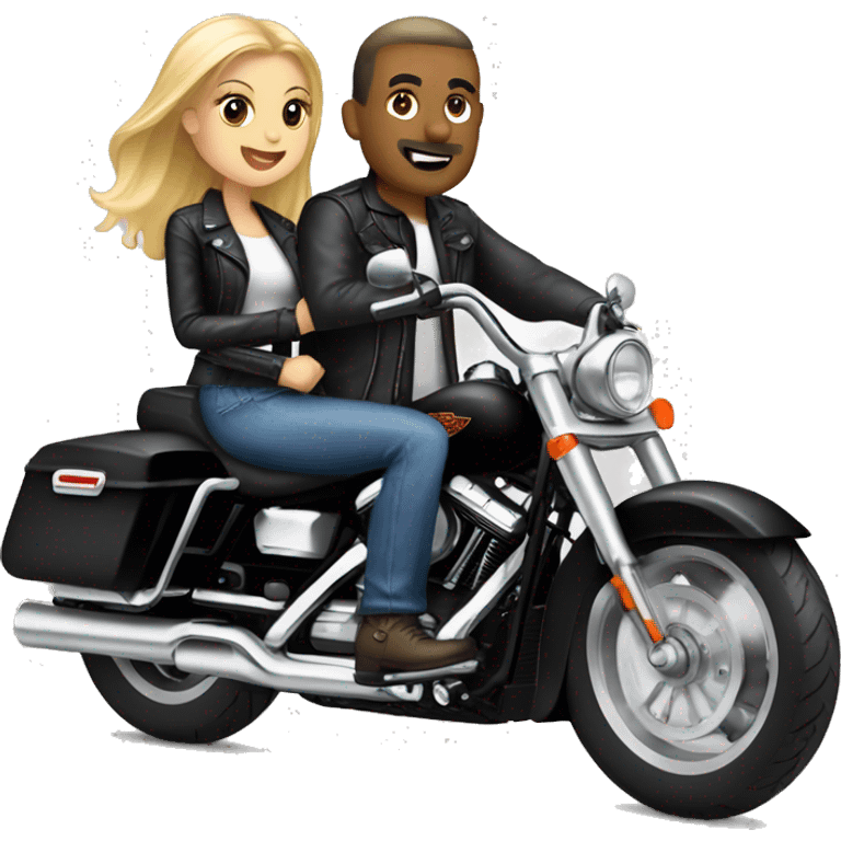 Harley Davidson man with blonde girl  pillion emoji