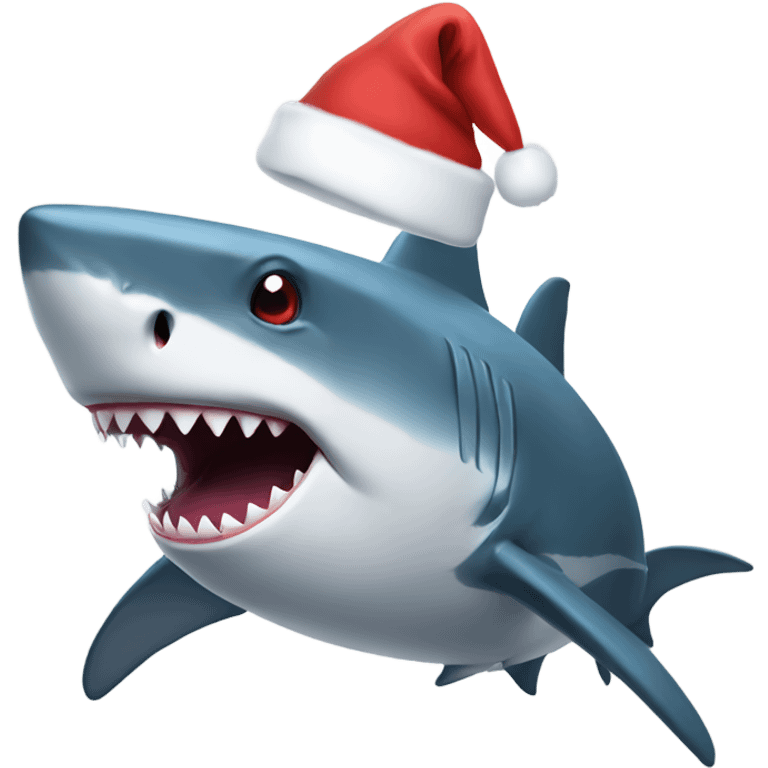 Shark wearing a Christmas hat emoji