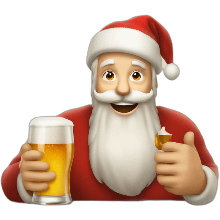 Père Noël qui offre un verre de bière à un enfant comme cadeau emoji