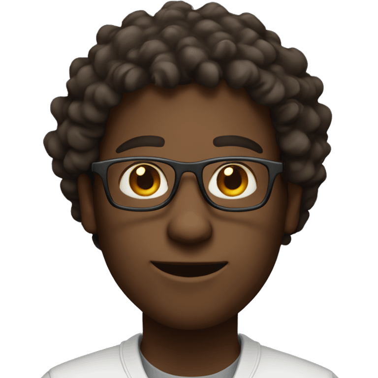 programmer, with dark skin, square glasses, curly hair. emoji