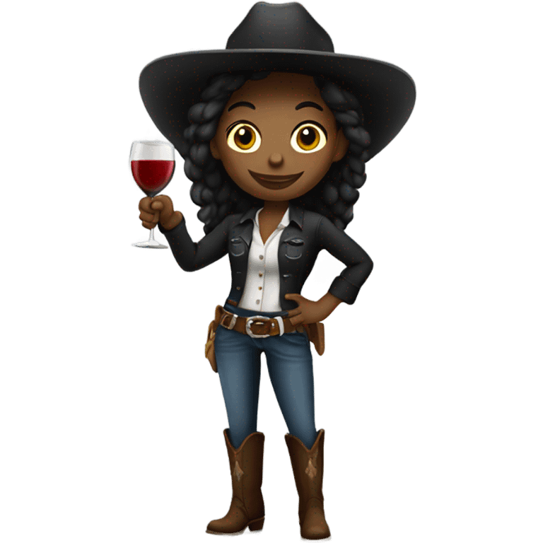 Black cowgirl holding wine emoji