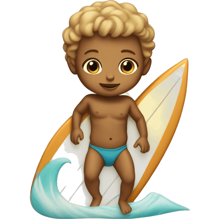 tan baby on a surfboard emoji