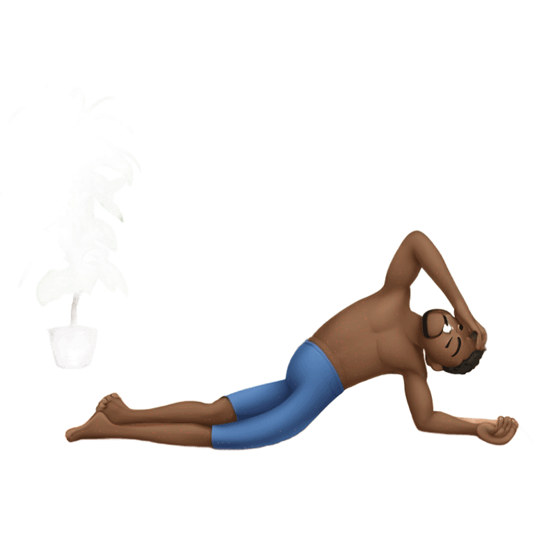 man lying on yoga mat doing stretching emoji