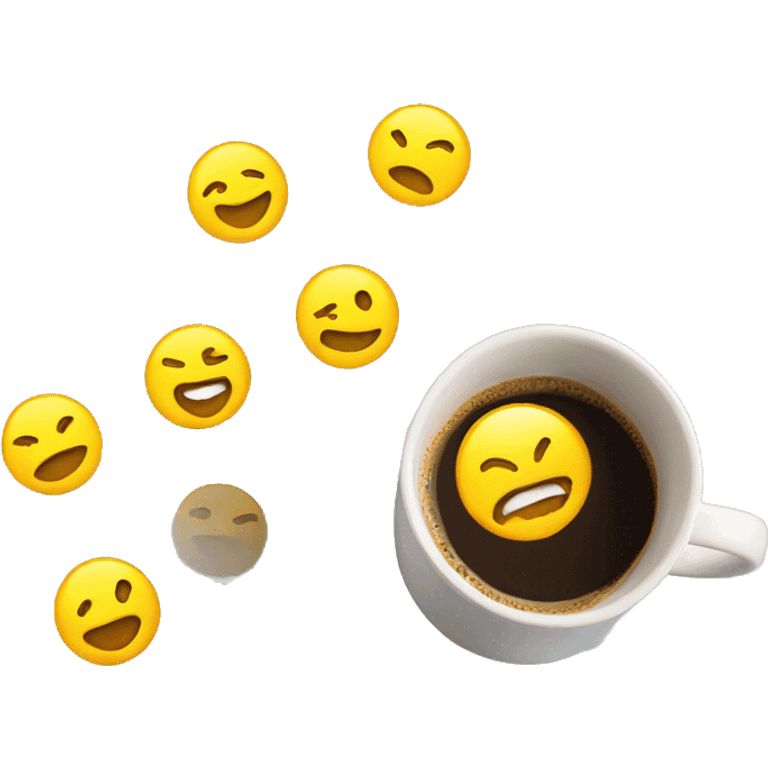 yellow emoji spreads in coffee mug emoji