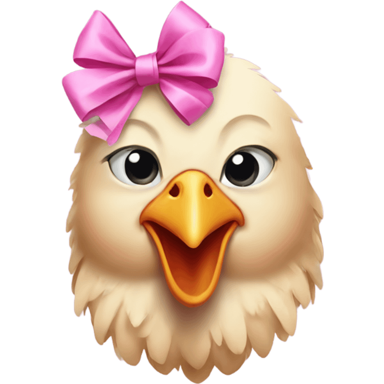 Chicken wearing a pink bow  emoji