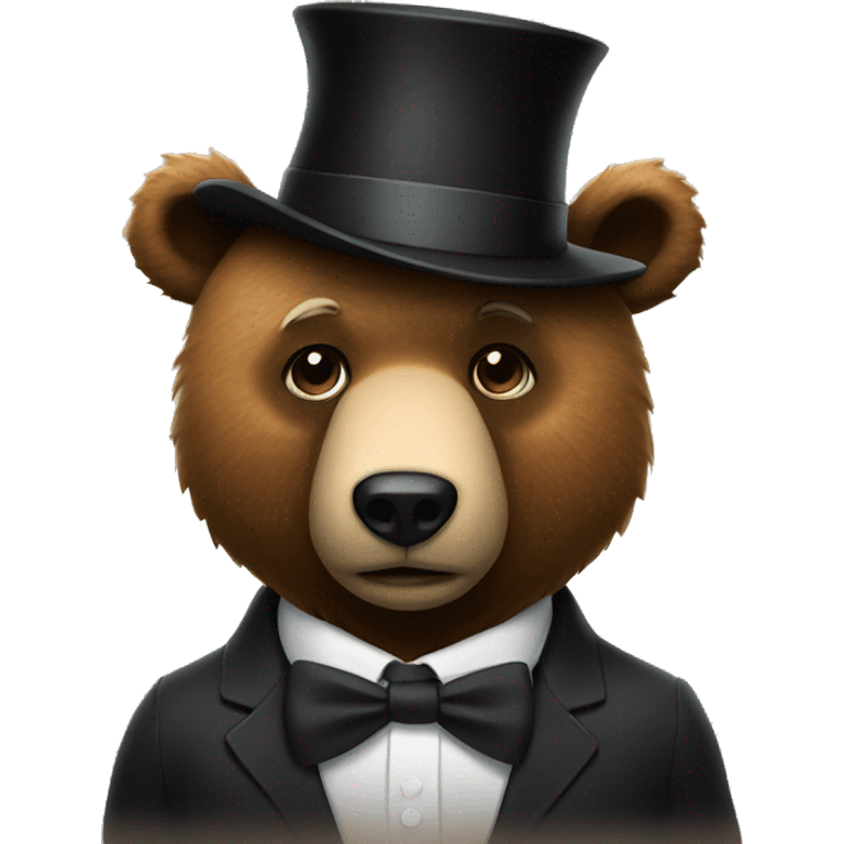 Bear with a black hat and tie  emoji