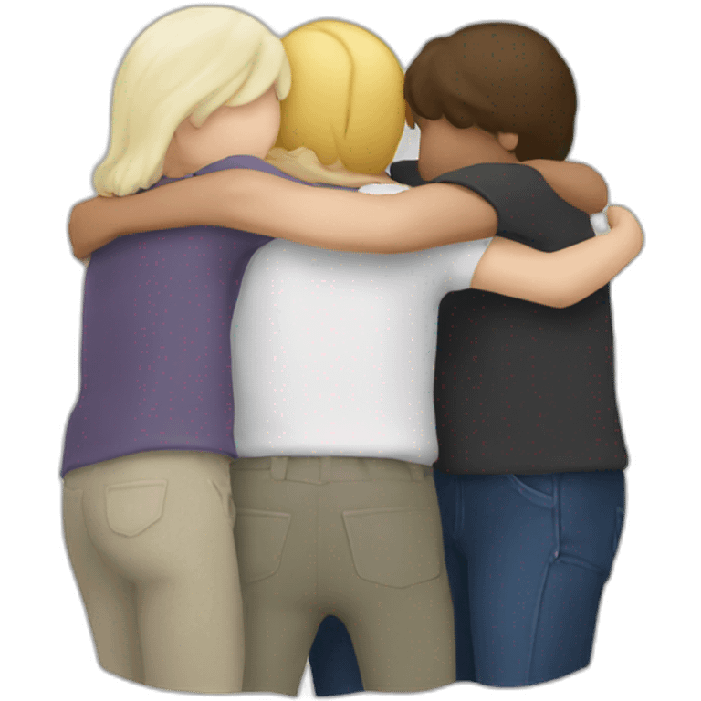 four white friends hugging emoji