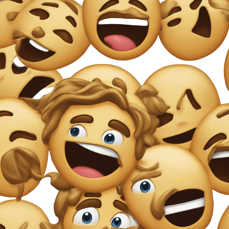 Emoji s čokoládovýma piškotama místo očí a s rozteklou karamelouvou náplní místo pusy emoji