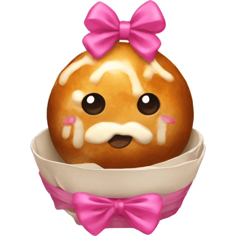 takoyaki with pink bow emoji