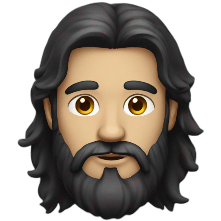 man with a beard and dark long hair emoji