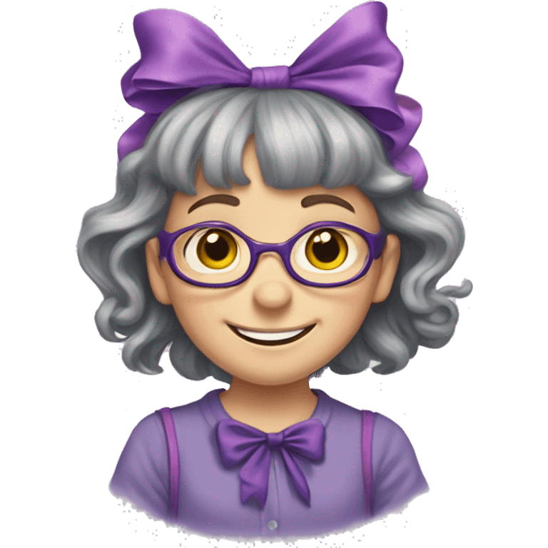 junie b jones with a purple bow emoji