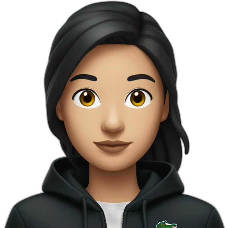 Lacoste headphone latina girl with black lacoste hoodie emoji