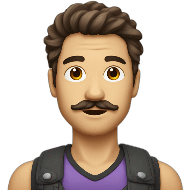 Personne cheveux brun avec cheveux plaquée à gauche et petite moustache sous le nez emoji