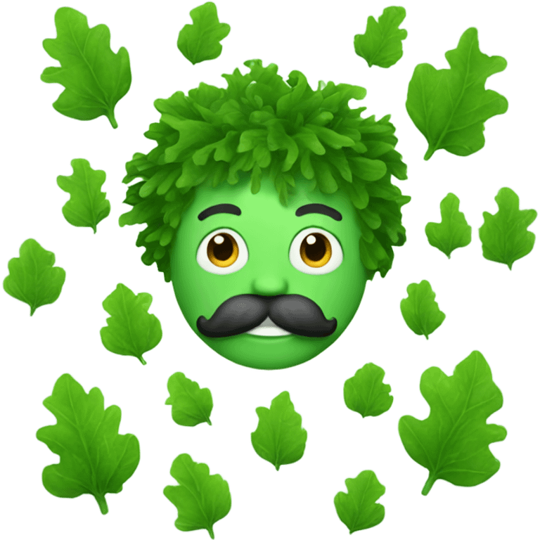 Green man with mustache and seaweed hair emoji