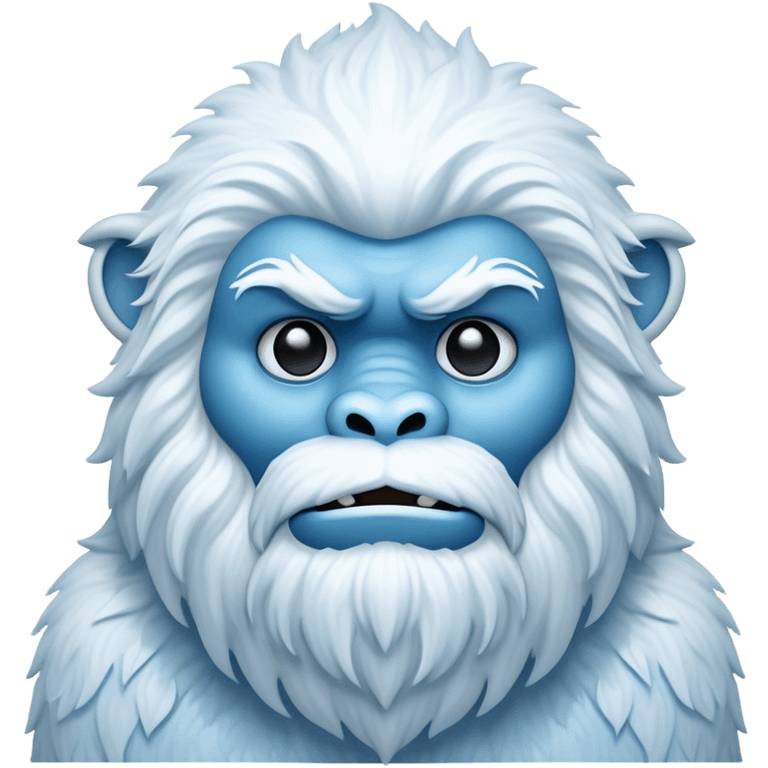 Cinematic Noble Yeti Portrait Emoji, Grand and enigmatic, with a towering, snow-dusted figure in pristine whites and cool blues, exuding ancient, mystical wisdom and stoic majesty, simplified yet exquisitely detailed with frosty textures, glowing with a gentle, icy outline that captures the awe-inspiring presence of a guardian of the frozen wilds! emoji