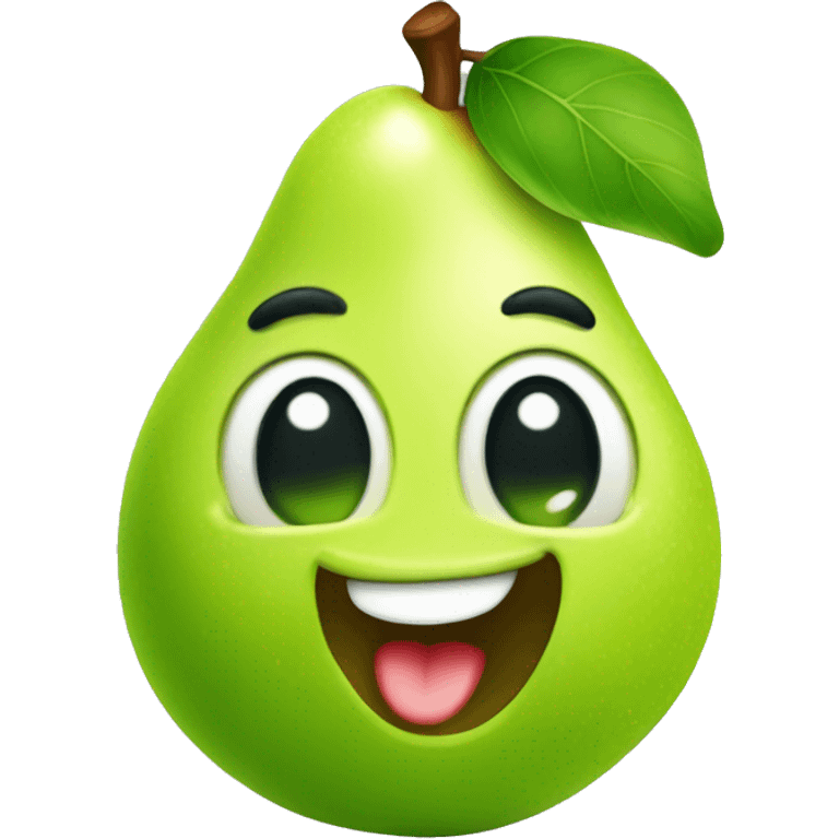 Shiny Green Cute pear with tongue emoji