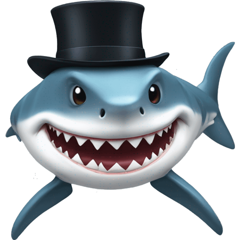 Shark with tophat hat emoji