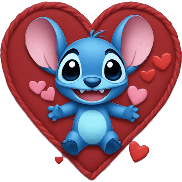 Stitch surrounded by hearts  emoji