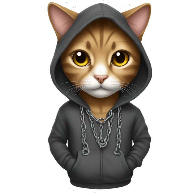 Cat with a chain and hoodie  emoji