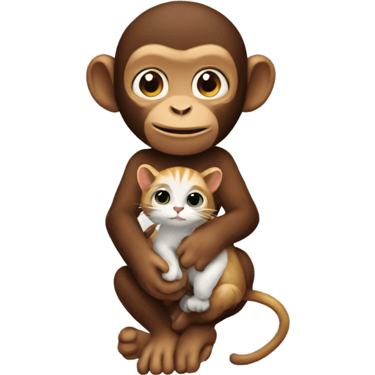 monkey holding a cat  emoji