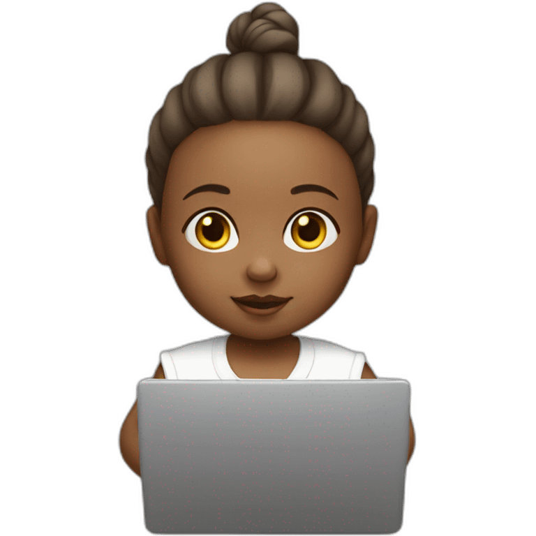 White Baby girl is working with laptop emoji