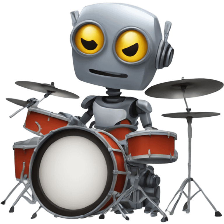 cute robot plays the drum set emoji