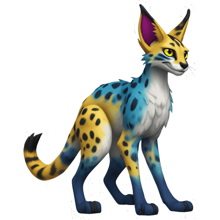 Epic Edgy Colorful Sergal-Serval-Vernid full body emoji