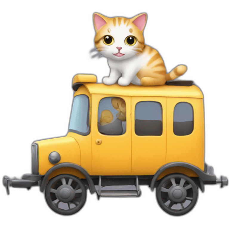 Cat dans voiture sur train emoji