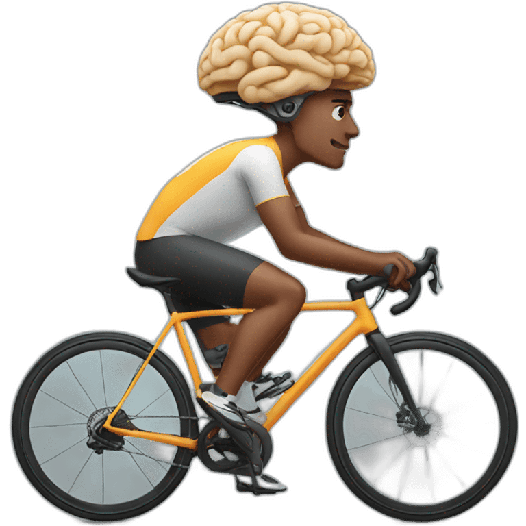 cyclist with a big brain emoji